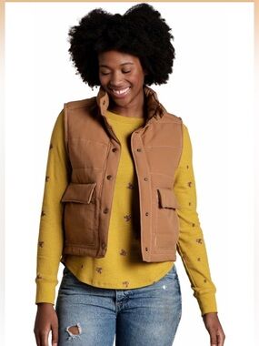 Toad&Co forester pass vest Plaid-Lined Quilted Vest crop women’s small
